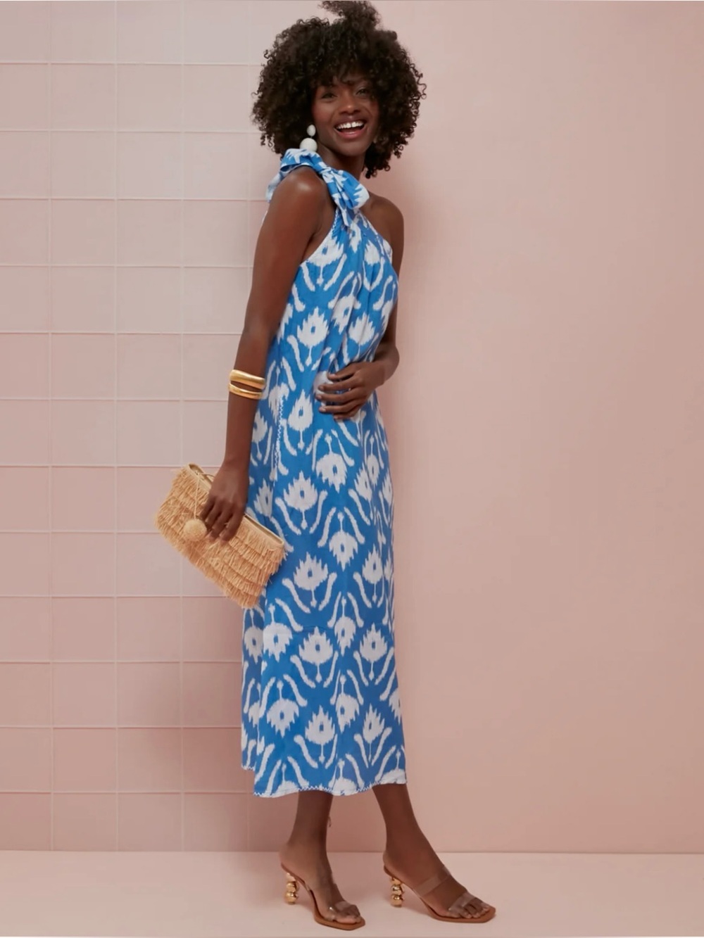 NIMO WITH LOVE | NWOT Tuckernuck Linen Water Lilly Dress in Blue Ikat, XS